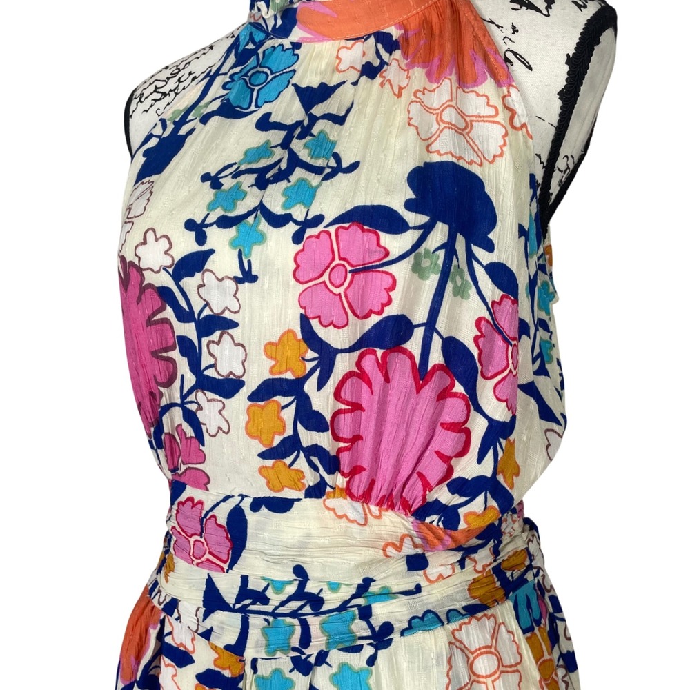 Rachel Rachel Roy Women's Floral Romper Halter Neck Belted 100% Rayon Summer S - Picture 3 of 8